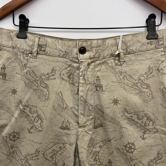 Faherty Mens Chino Shorts All Over Map Print Flat Front Cotton/Spandex NWT Sz 31 - Picture 4 of 7